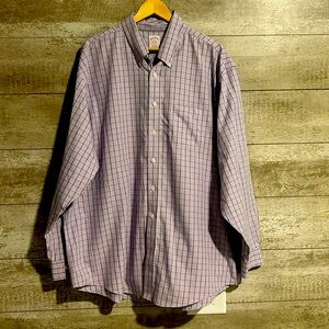 EUC Brooks Brothers Purple Plaid Collared Button-Up Mens Dress Shirt sz. XXL